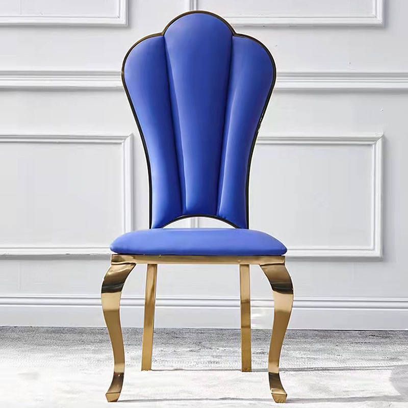 Sedia da sposa in acciaio inossidabile per eventi ristorante cinese moderno con schienale alto in oro rosa per banchetti da pranzo all'aperto