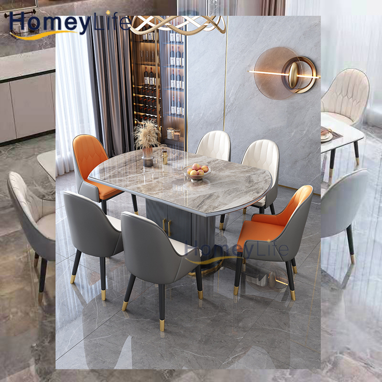 Set tavolo da pranzo di vendita caldo con tavoli e sedie moderni per sala da pranzo di dimensioni allungabili