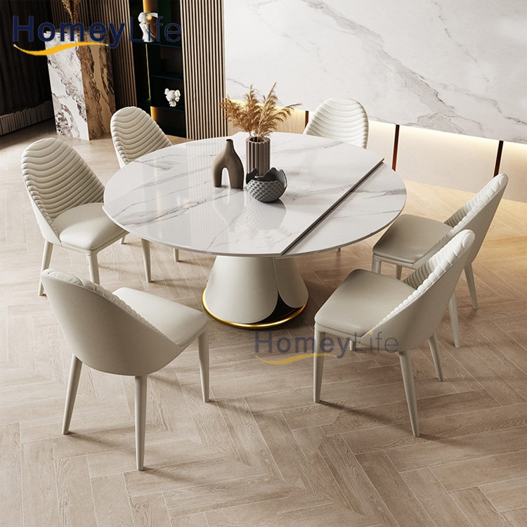 Set di tavoli da pranzo allungabili pieghevoli moderni italiani Set di tavoli da pranzo in marmo ceramico con 6 o 8 sedie di lusso in pietra sinterizzata